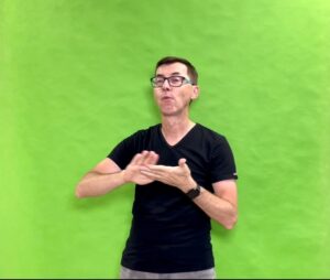 Tłumacz języka migowego podczas nagrania